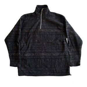 Vintage McIntosh Seymour Fleece 1/4 Sweater Size Large South Western Print Black
